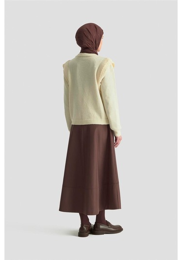 Armine Kolları Fırfırlı Kazak 25kd6012 Ekru Ekru