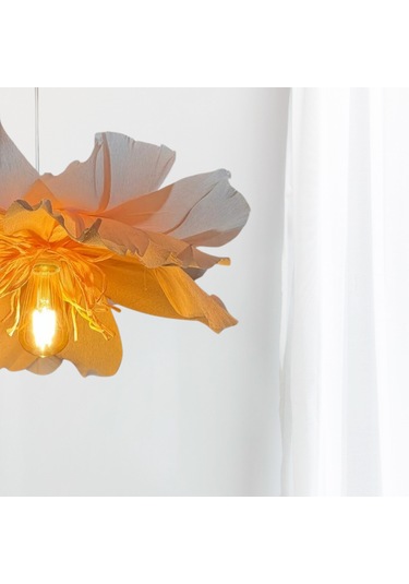 İtalyan Krapon Kağıt Pembe Flora El Yapımı Sarkıt Avize Pembe