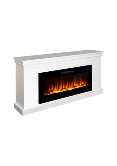 Tektes Dekoratif Elektrikli Şömine Beyaz Kasalı 150 CM 8 Renkli Uygulamalı