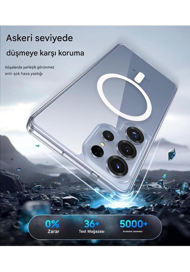 Samsung Uyumlu S25 Ultra Şeffaf Magsafe Kılıf Safe Şeffaf