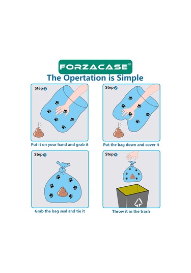 Forzacase Rulo Evcil Hayvan Dışkı Toplama Kaka Rulosu Poşeti 4'lü
