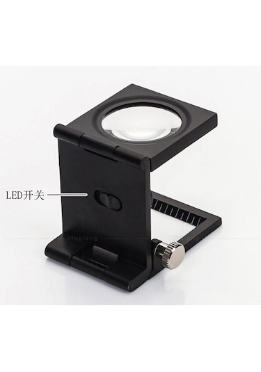 10X Katlanır Sayaçlı Metal Lüp 28Mm 2 Led Işıklı Büyüteç Tekstil