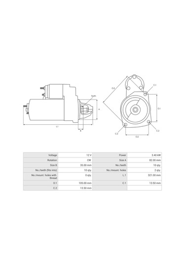 12v Marş Motoru Iskra Tipi 10 Diş 3.4 Kw Johndeere Traktör