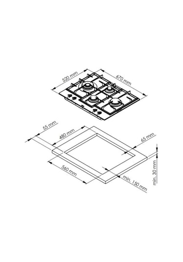Ferre ED076 WFA 67 CM Kademe Kontrollü Ocak
