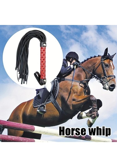 Elmpaly Kırmızı Kalp Desenli Metal Çivili Kaymaz Binicilik Kamçısı Eğitim Aksesuarı Kırmızı