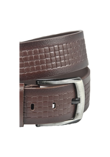 Deepsea Erkek Kahve Hakiki Manda Derisi Kot Kemeri 4,5 Cm Kare Desenli Spor Kot Kemeri 2402632 Kahve