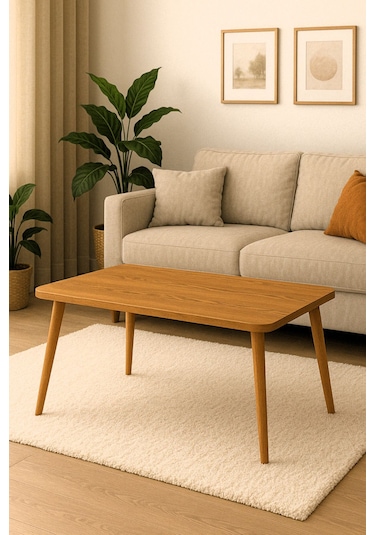 Dekoratif Orta Sehpa Ahşap Ayaklı Şık Tasarım Çam