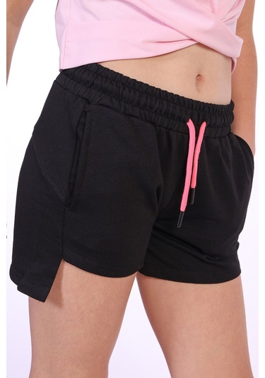 Toontoy Kız Çocuk They Standards Baskılı Şort Siyah