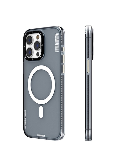 İphone 15 Pro Max Uyumlu Kılıf Magsafe Şarj Özellikli Youngkit Jiansha Serisi Kapak Siyah
