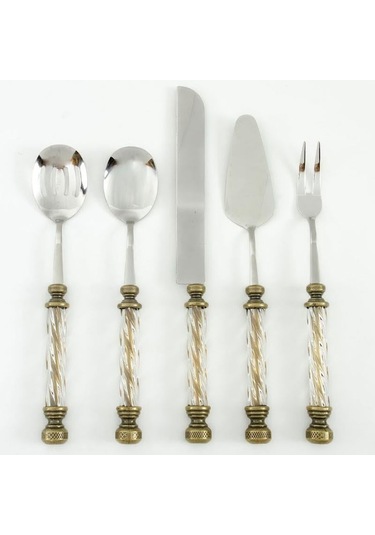 Kristal 5 Parça Servis Seti Antik