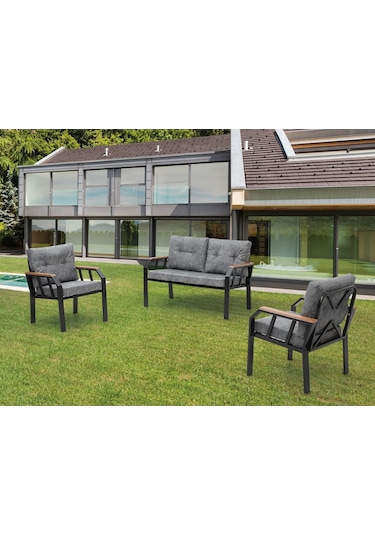 Tu Tienda Nergiz 2 1 1 Masa Bahçe Balkon Mutfak Mobilyası,gri Gri
