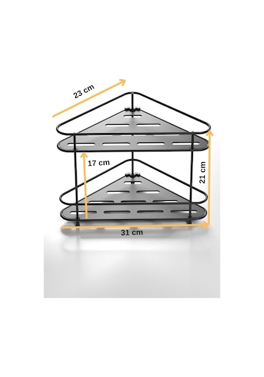 Teknotel 2 Katlı Köşe Banyo Mutfak Düzenleyici Kozmetik Standı Mat Siyah Eg224 Siyah