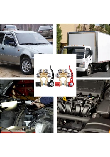 Suofeng Tam Bakır Araç Aküsü Terminali Seti - 4 Yollu Hızlı Bağlantı, Temizlik Fırçası Ve Gereçlerle Ağır Duty Bağlayıcı