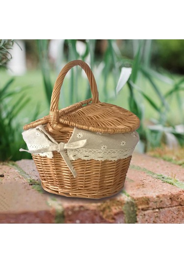 Homyl Açık Kamp Için Yıkanabilir Astarlı El Dokuması Hasır Kahverengi