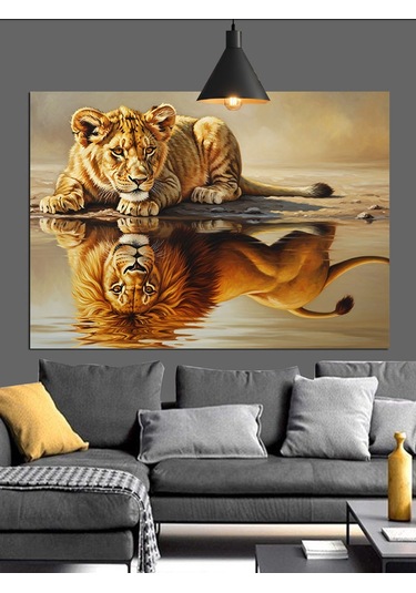 Kaplan Pusuya Yatmış Dekoratif Kanvas - Mdf Ahşap Tablo