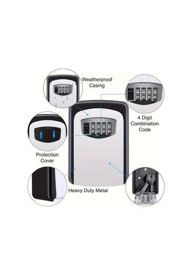 Chenkestoreone Gri Kombinasyonlu Çelik Anahtar Kasası, Hıza Dayanıklı Ev Ofis Güvenlik Kutusu Gri