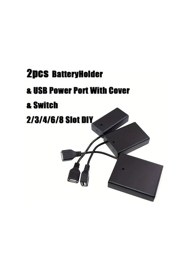 Cordial 2 Adet 8 Aa Pil Kutusu Kapaklı Açma Kapama Anahtarlı Usb Güç Portlu