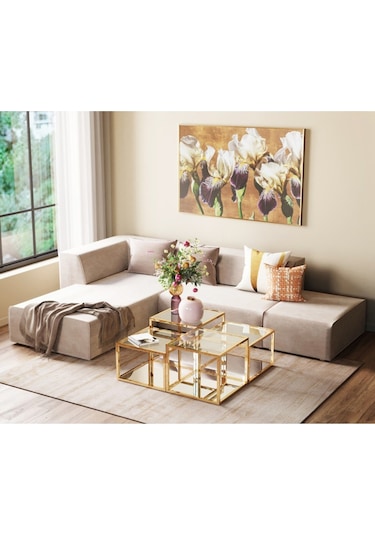 Janet Gold Metal Dörtlü Orta Sehpa