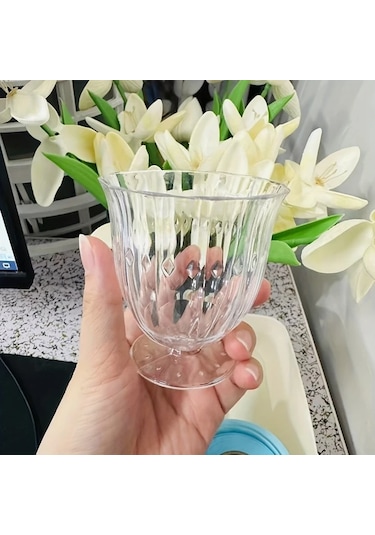 Willowhaven 8 Parça Elmas Desenli Şık Uzun Bardak - Pasta, Dondurma, Çay İçin Dayanıklı