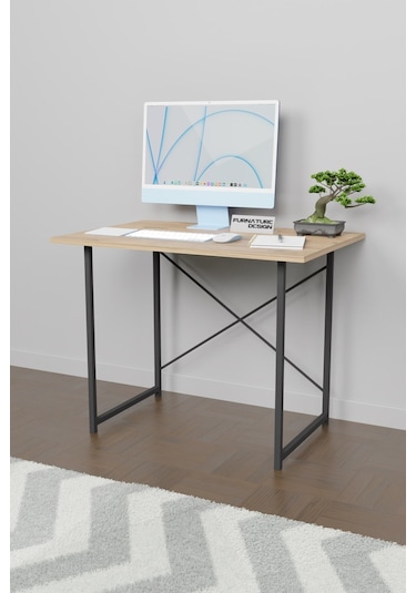 Metal Ayaklı Çalışma Masası Ofis Masası Atlantik Çam 60 x 90 CM Atlantik Çam