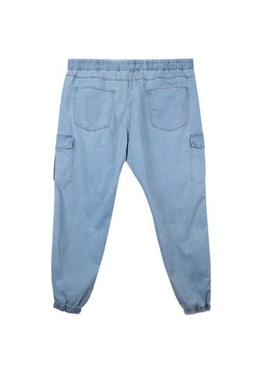 Erkek Büyük Beden 100-156 Kilo Arası İçin Uygun Kargo Cepli Jogger Kot Pantolon Açık Mavi