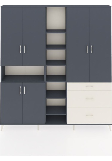 Arges Dolap 13 Raflı 3 Çekmeceli 6 Kapaklı 220x30x243 Antrasit-antrasit/aytaşı Antrasıt/aytası Arges Dolap 13 Raflı 3 Çekmeceli 6 Kapaklı 220x30x243 Antrasit-antrasit/aytaşı Antrasıt/aytası