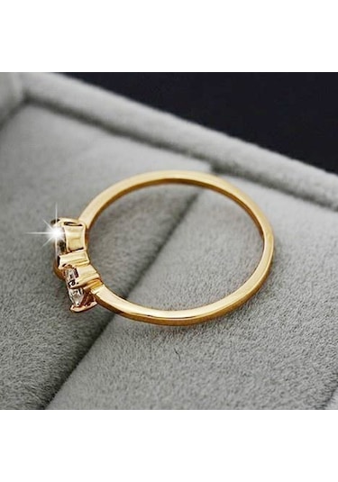 3 Pcs Women Fashion Crystal Bowknot Cubic Zirconia Rings Gold Çok Renkli