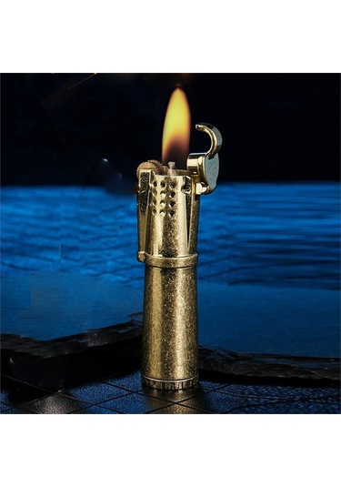 Honest Vintage Çakmak Benzinli Muhtar Çakmağı Sarı Bronz