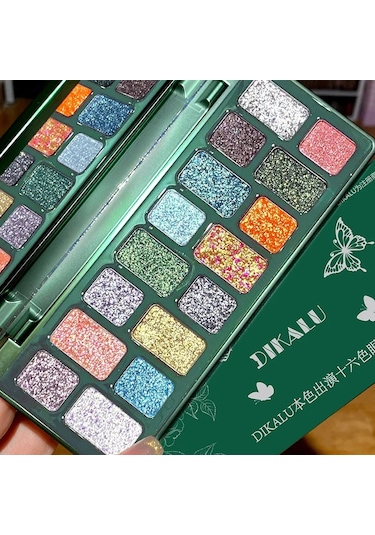 Dıkalu 16 Renk Göz Farı Paleti Profesyonel Kadın Makyaj Uzun Ömürlü İnci Parlak 08 01