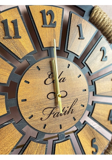 Lavinta54 Kişiye Özel Ahşap Duvar saati 50 cm Ahşap