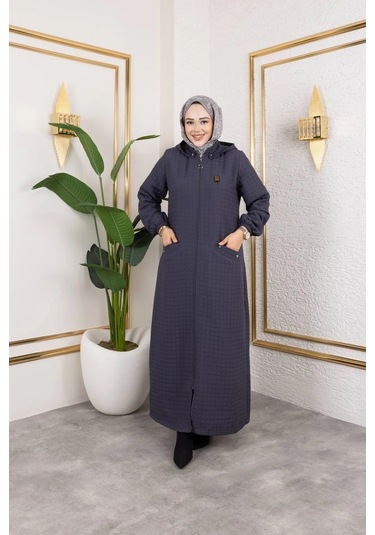 Nevayla Moda Kapüşonlu Kapitone Mont / Gri-m104 Gri