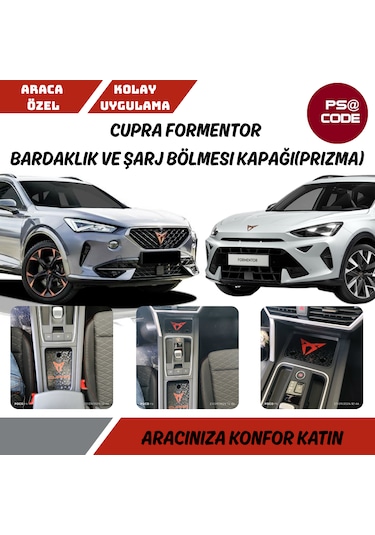 Toprakshop Cupra Formentor Bardaklık Ve Şarj Bölmesi Kapağı Prizma Görünümlü