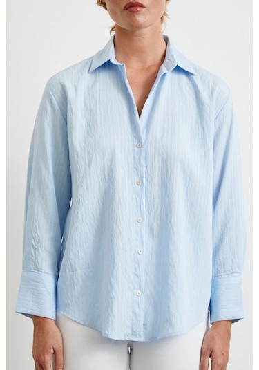 Paralel Çizgili Gömlek Mavi Mavi