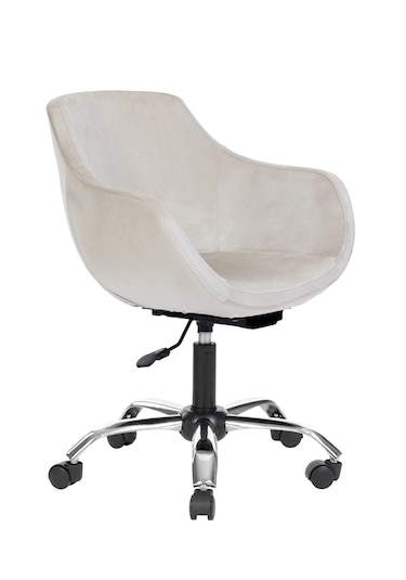 Krom Metal Ayaklı Ofis Çocuk Odası Çalışma Sandalyesi Monoko Bej