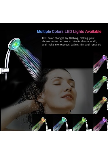 Shineyee Led Işıklı El Tutulu Duş Başlığı - Su Akışı İle Çalışır, Rgb Renkler Ve Sıcaklık Tespiti, Renkli Duş Deneyimi Gümüş