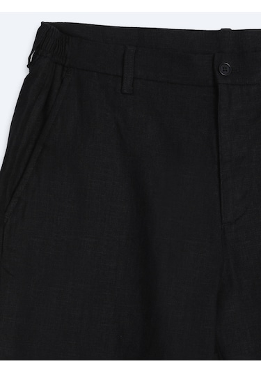 Kip Siyah Dokuma Relaxed Fit Casual Pamuk Karışımlı Pantolon