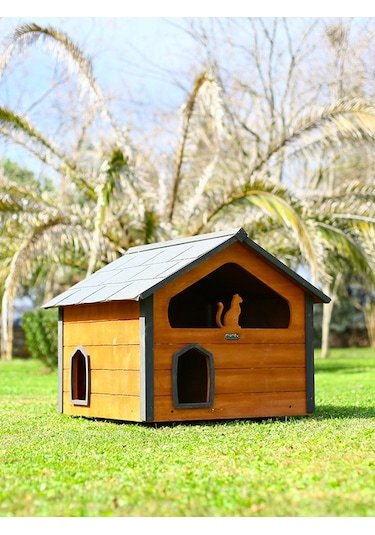 Mandu Ahşap Teraslı Dublex Kedi Evi