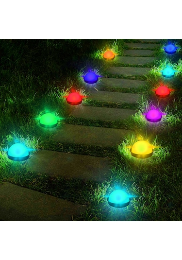 Geeksen 25'li Paket Güneş Enerjili Su Geçirmez Rgbw Bahçe Aydınlatma Uygulama Kontrollü Renk Değiştiren Led Dekor Çok Renkli