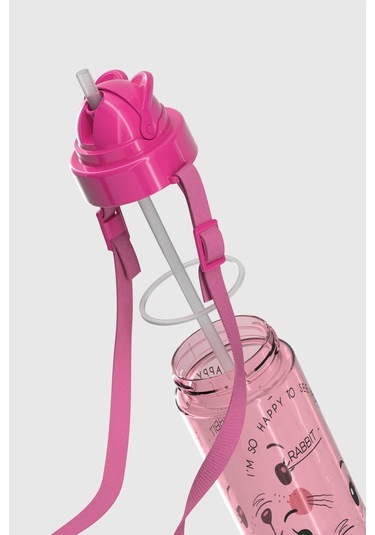 Renga Taffy Desenli 500 Ml Askılı Pipetli Tritan Çocuk Matara 912080 Pembe Pembe
