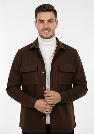 Deepsea Erkek Koyu Kahve Premium Kaşe Ceket Şık, Modern Ve Sıcak Tutan Tasarım Ceket Mont 2500559 Koyu Kahve