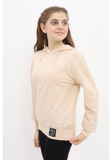 Toontoy Kız Çocuk Nakışlı Sweatshirt Bej