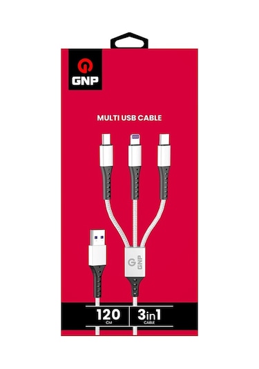 GNP 3in1 Dayanıklı Kablo Gri