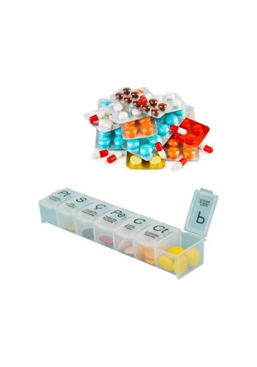 Haftalık Günlük İlaç Saklama Kutusu 7 Günlük İlaç Saklama Kabı G Çok Renkli