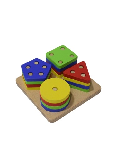 Eğitici Ahşap Kare Geometrik Zeka Oyunu 17 Parça Kokusuz, Sağlıklı, Boyası Çıkmaz