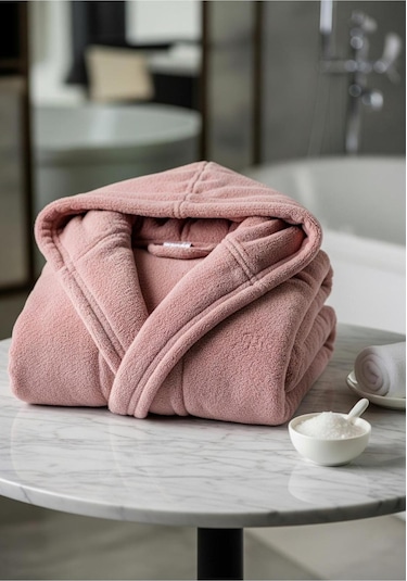 Rashell Welsoft Kapüşonlu Peluş Bornoz Gül Kurusu