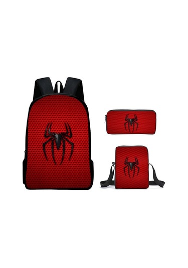 Örümcek Adam Yeni Sırt Çantası Büyük Kapasiteli Öğrenci Kişilik Okul Çantası Üç Parça Seti Stil 20
