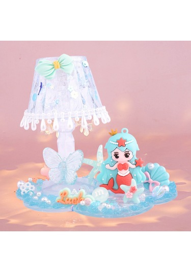 Aurora Çocuk Dıy El Yapım Krem Tutkal Kristal Masa Lambası Malzeme Paketi Seti Yaratıcı Gece Lambası Bulmaca Oyuncak Mor Mor