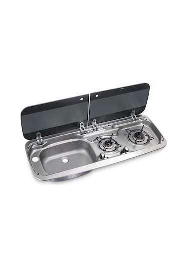 Dometic Mo 9222L Cam Kapaklı 2 Gözlü Ocak Evye Kombinasyonu