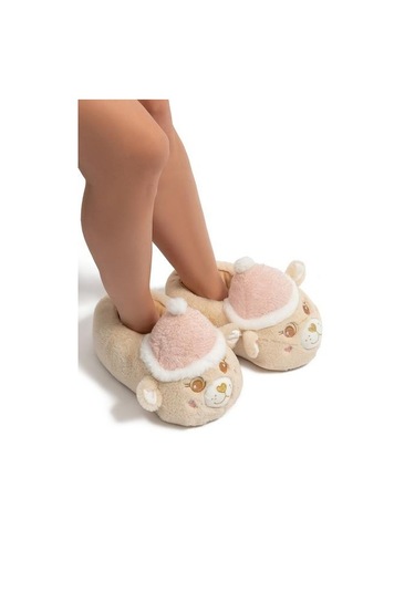 Twıgy Tw Roza Bej Kadın Hayvanlı Panduf 36/41 Bej