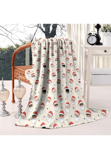 Noel Desenli 50x60 İnç Polar Battaniye, Yumuşak, Hafif Ve Kalın, Erkek, Kadın Ve Çocuk İçin Noel Çok Etnik Baba Noel